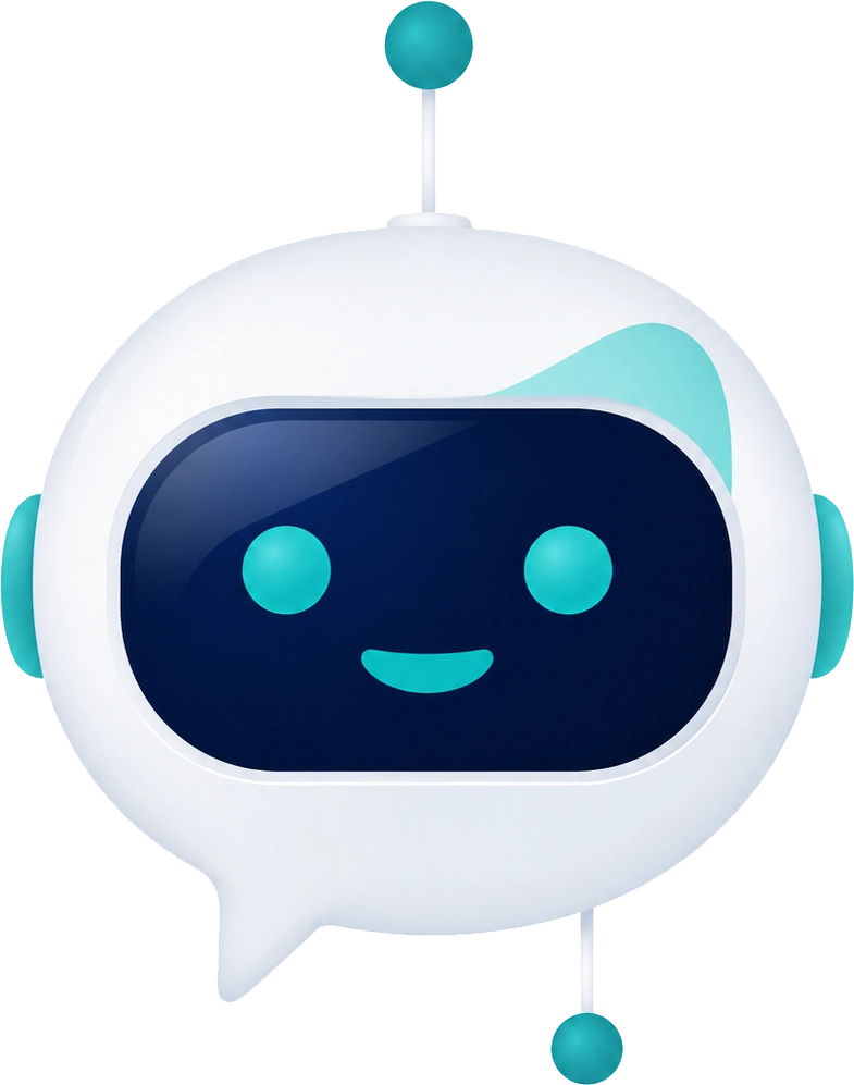 AI website assistant character representing an intelligent virtual assistant for customer support, lead generation, and website assistance.