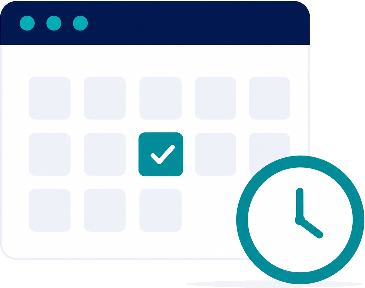 Illustration representing an AI website assistant that books appointments and schedules consultations through website chat.