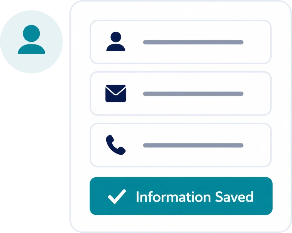 Illustration representing an AI website assistant capturing visitor contact information and generating qualified leads through website chat.