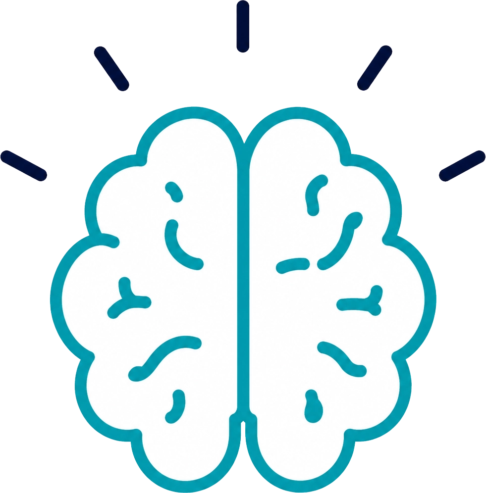 Brain illustration representing an AI website assistant learning business information from website content to provide personalized responses.