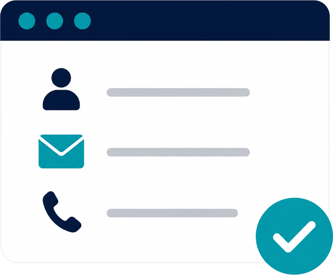 Illustration representing an AI website assistant qualifying leads and collecting customer contact information.