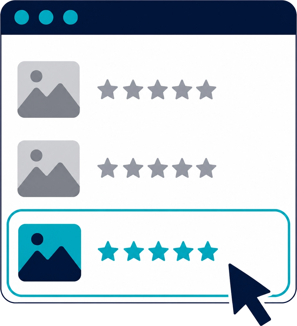 Illustration representing an AI website assistant recommending products and services based on a visitor's needs.
